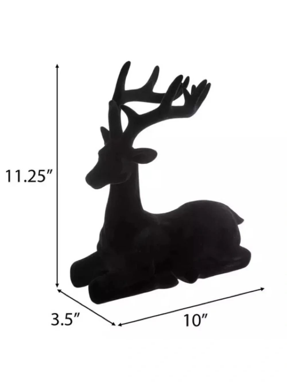 Black Flocked Sitting Reindeer